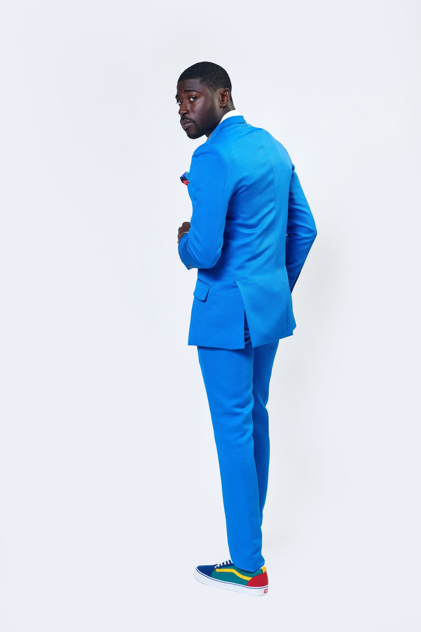 Electric Blue Textured Suit