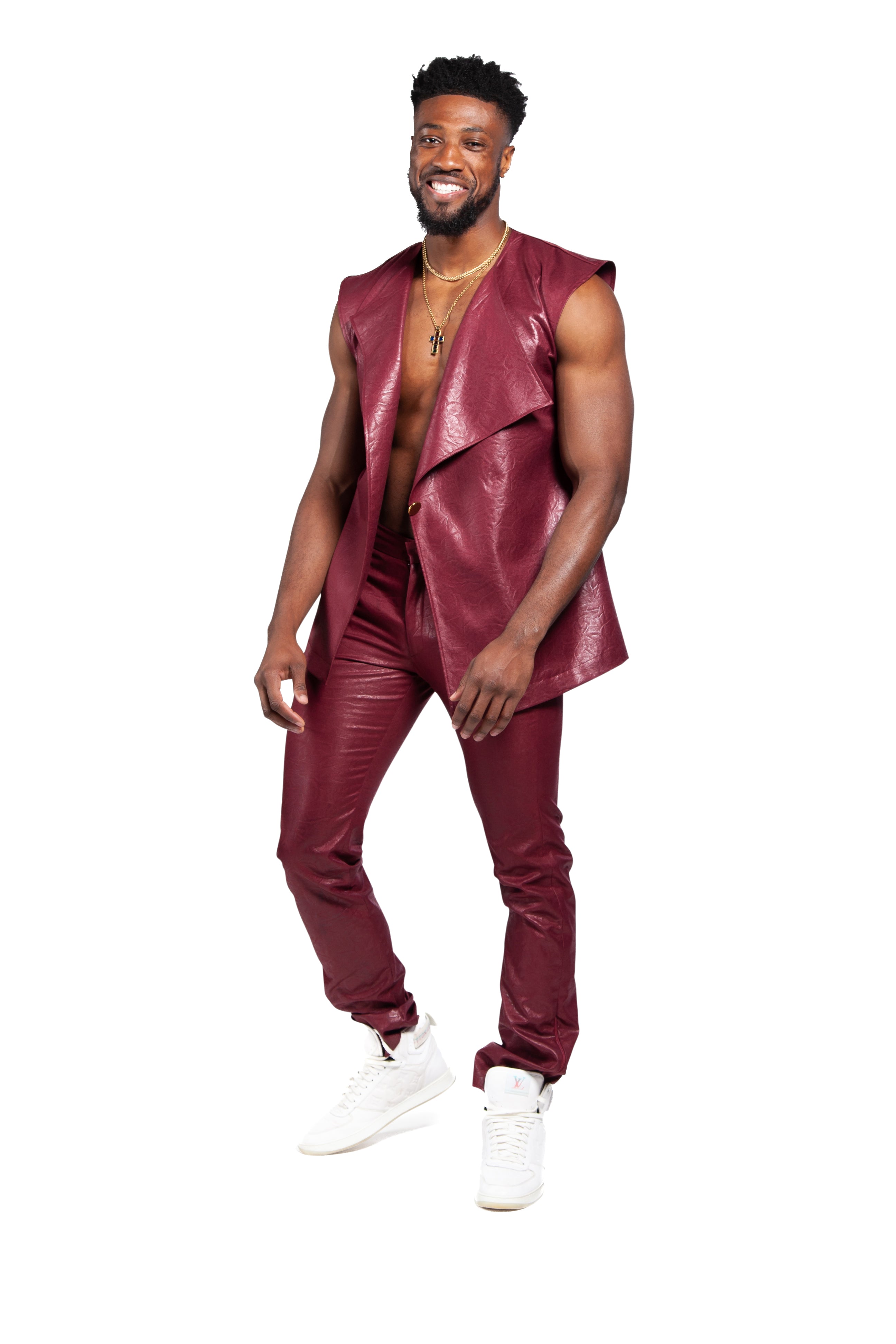 Vegan Leather Red Sleeveless Suit – DIFFERENTREGARDCO