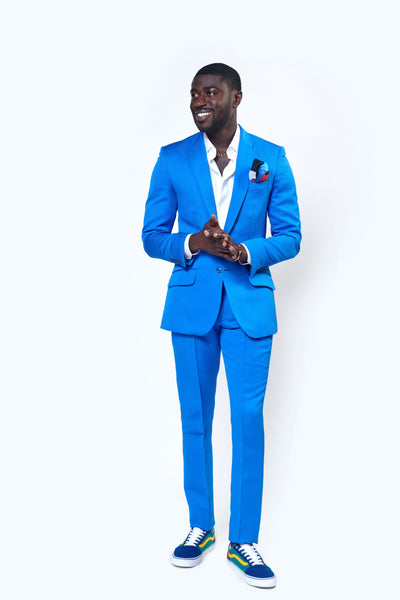 Electric Blue Textured Suit