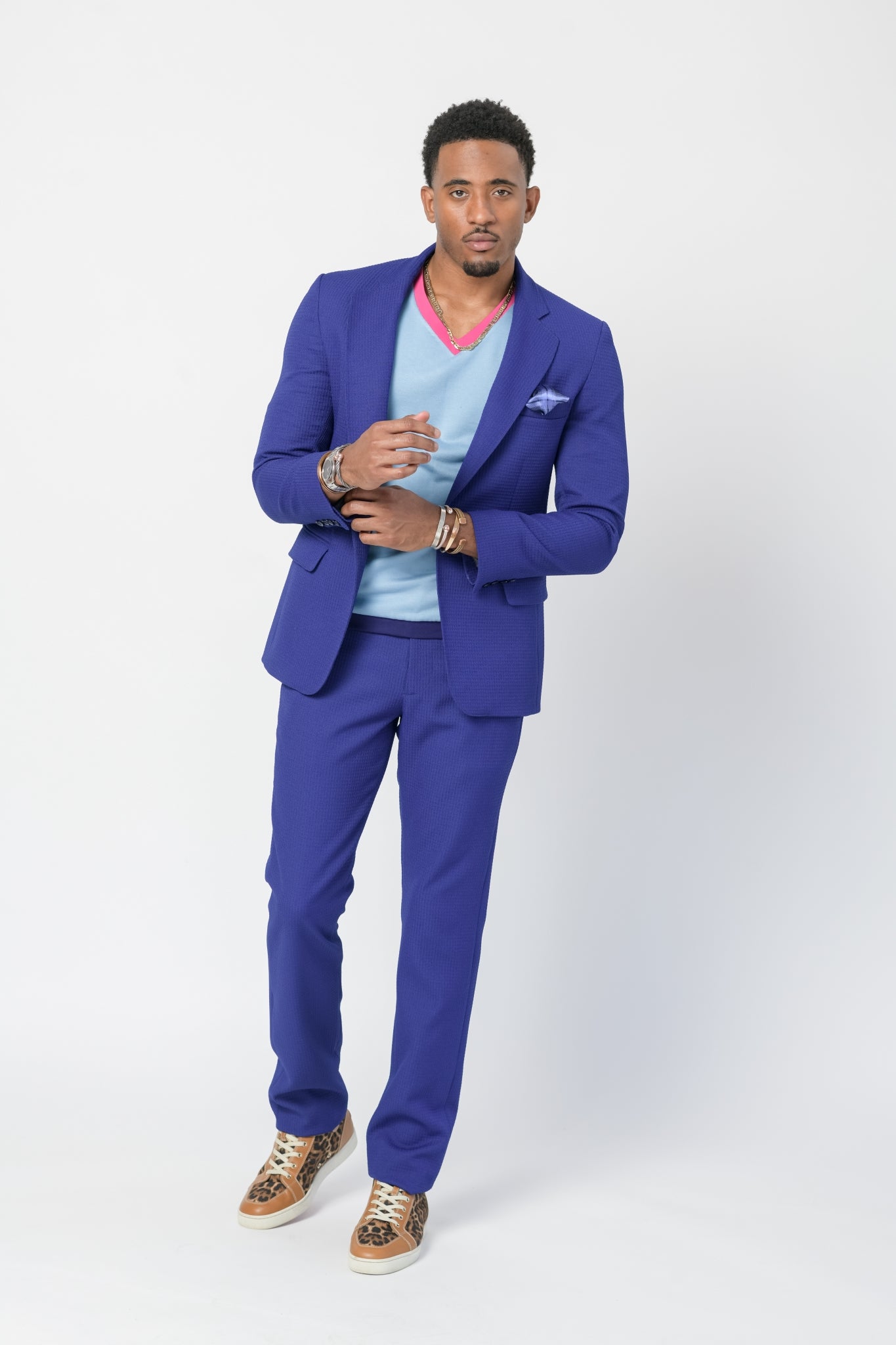 Jacquard Royal Blue Suit