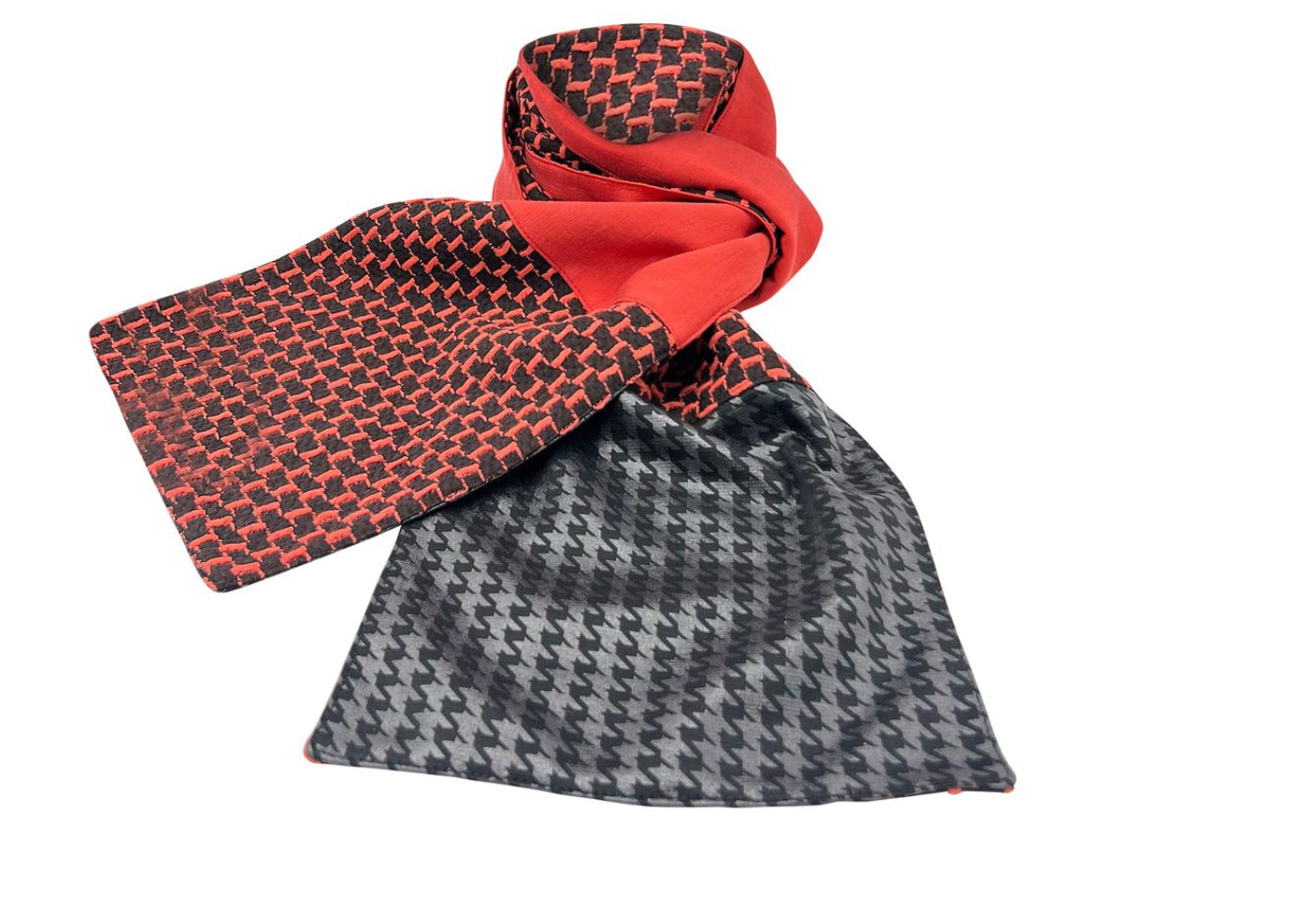Coral & Black Knitted Scarf