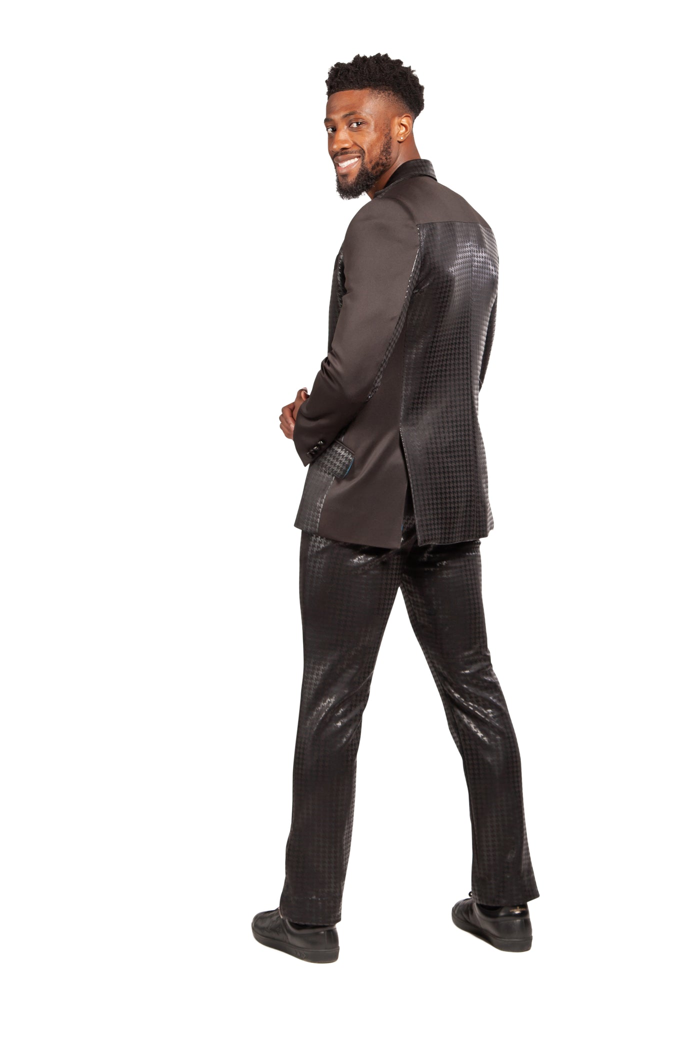 Black Hounds-Tooth Stretch Suit