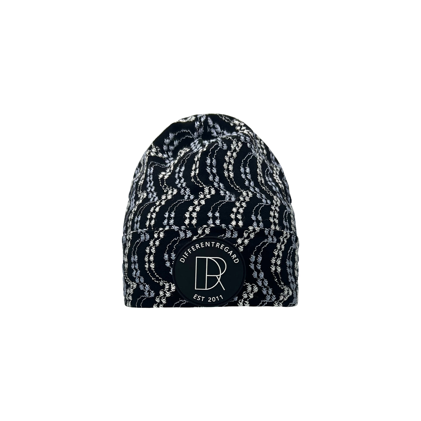Black & Multi Colored Embroidered Knit Hat